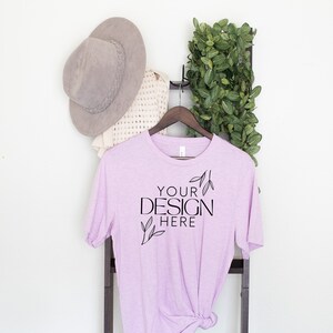 Bella Canvas 3001 Mock, 3001 Tshirt Mockup, Print on Demand Mockup, Trendy BC 3001 Mockup, Womens TShirt Mock, Heather Lilac 3001 Mockup