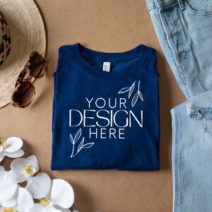 Team Navy 3001 Mockup, Bella Canvas 3001 Mock, 3001 Tshirt Mockup, Print on Demand Mockup, BC 3001 Mockup, Women TShirt Mock