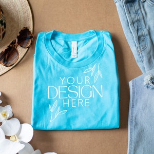 Turquesa 3001 Mockup, Bella Canvas 3001 Mock, 3001 Tshirt Mockup, Print on Demand Mockup, BC 3001 Mockup, Women TShirt Mock