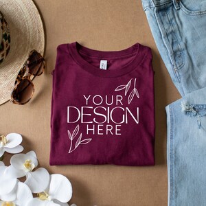 Maroon 3001 Mockup, Bella Canvas 3001 Mock, 3001 Tshirt Mockup, Print on Demand Mockup, BC 3001 Mockup, Women TShirt Mock