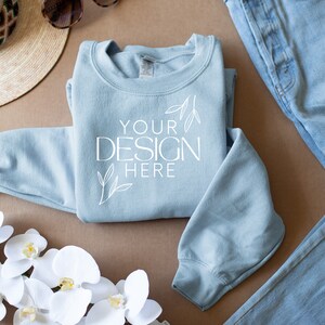 Light Blue 18000 Crewneck Mockup Gildan Crewneck Mockup Gildan 18000 Mockup Simple Mockup 18000 Crewneck Mockup Bundle