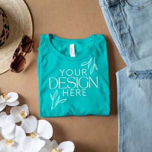 Teal 3001 Mockup, Bella Canvas 3001 Mock, 3001 Tshirt Mockup, Print on Demand Mockup, BC 3001 Mockup, Women TShirt Mock