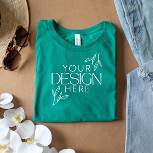 Kelly Green 3001 Mockup, Bella Canvas 3001 Mock, 3001 Tshirt Mockup, Print on Demand Mockup, BC 3001 Mockup, Women TShirt Mock