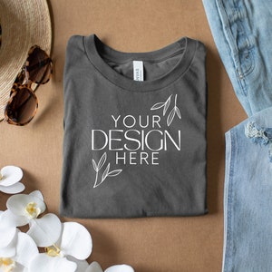 Asphalt 3001 Mockup, Bella Canvas 3001 Mock, 3001 Tshirt Mockup, Print on Demand Mockup, Trendy BC 3001 Mockup, Womens TShirt Mock