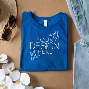 True Royal 3001 Mockup, Bella Canvas 3001 Mock, 3001 Tshirt Mockup, Print on Demand Mockup, BC 3001 Mockup, Women TShirt Mock