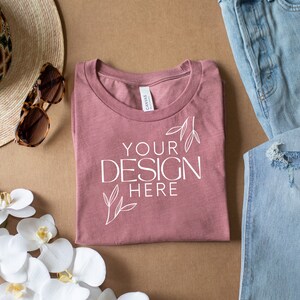 Heather Mauve 3001 Mockup, Bella Canvas 3001 Mock, 3001 Tshirt Mockup, Print on Demand Mockup, BC 3001 Mockup, Women TShirt Mock