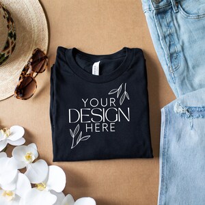Black 3001 Mockup, Bella Canvas 3001 Mock, 3001 Tshirt Mockup, Print on Demand Mockup, Trendy BC 3001 Mockup, Womens TShirt Mock