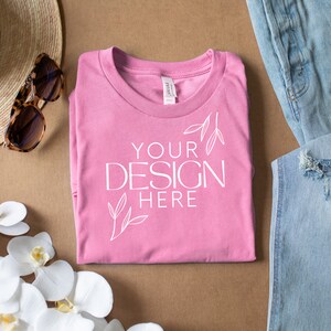 Heather Bubble Gum 3001 Mockup, Bella Canvas 3001 Mock, 3001 Tshirt Mockup, Print on Demand Mockup, Trendy BC 3001 Mockup, Women TShirt Mock