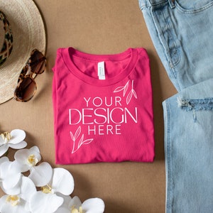 Berry 3001 Mockup, Bella Canvas 3001 Mock, 3001 Tshirt Mockup, Print on Demand Mockup, Trendy BC 3001 Mockup, Womens TShirt Mock