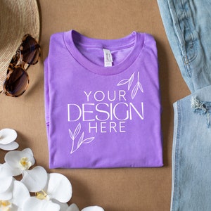 Heather Purple 3001 Mockup, Bella Canvas 3001 Mock, 3001 Tshirt Mockup, Print on Demand Mockup, BC 3001 Mockup, Women TShirt Mock