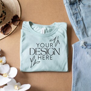 Heather Dusty Blue 3001 Mockup, Bella Canvas 3001 Mock, 3001 Tshirt Mockup, Print on Demand Mockup, BC 3001 Mockup, Women TShirt Mock