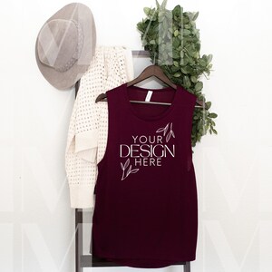 Bella Canvas 8803 Mock, Maroon 8803 Mockup, 8803 Tank Top Mockup Tank Top Mockup, Trendy Mockup Summer Mockup Womens Tank Top Mock