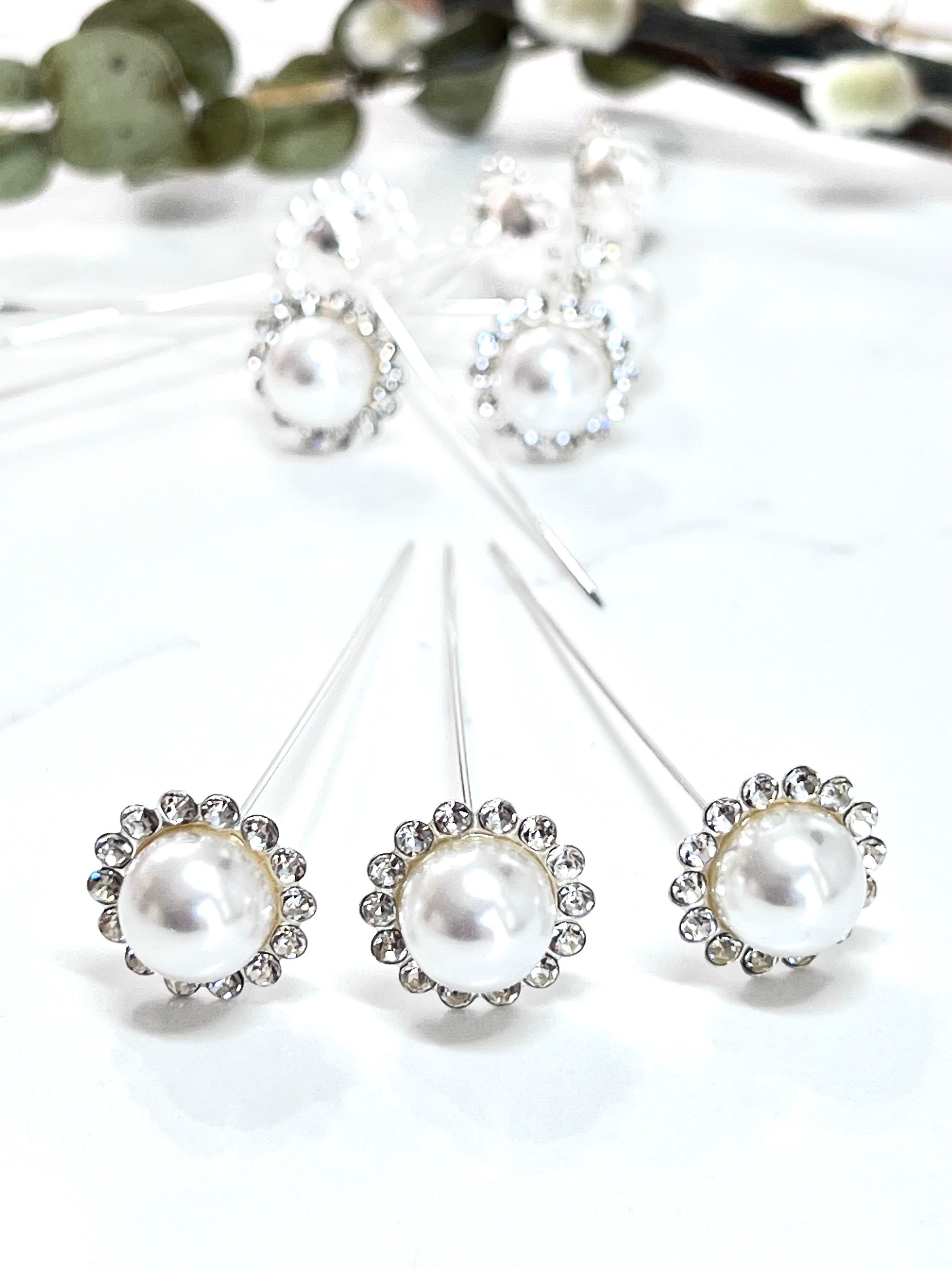 SoulfulshoppingCo Floral Pins Wedding Bouquet Diamond Pearl Decor Florist Supplies Flower Pin Groom Pin Bridal Hair Pin Bridal Bouquet Pin Wedding Craft Pin