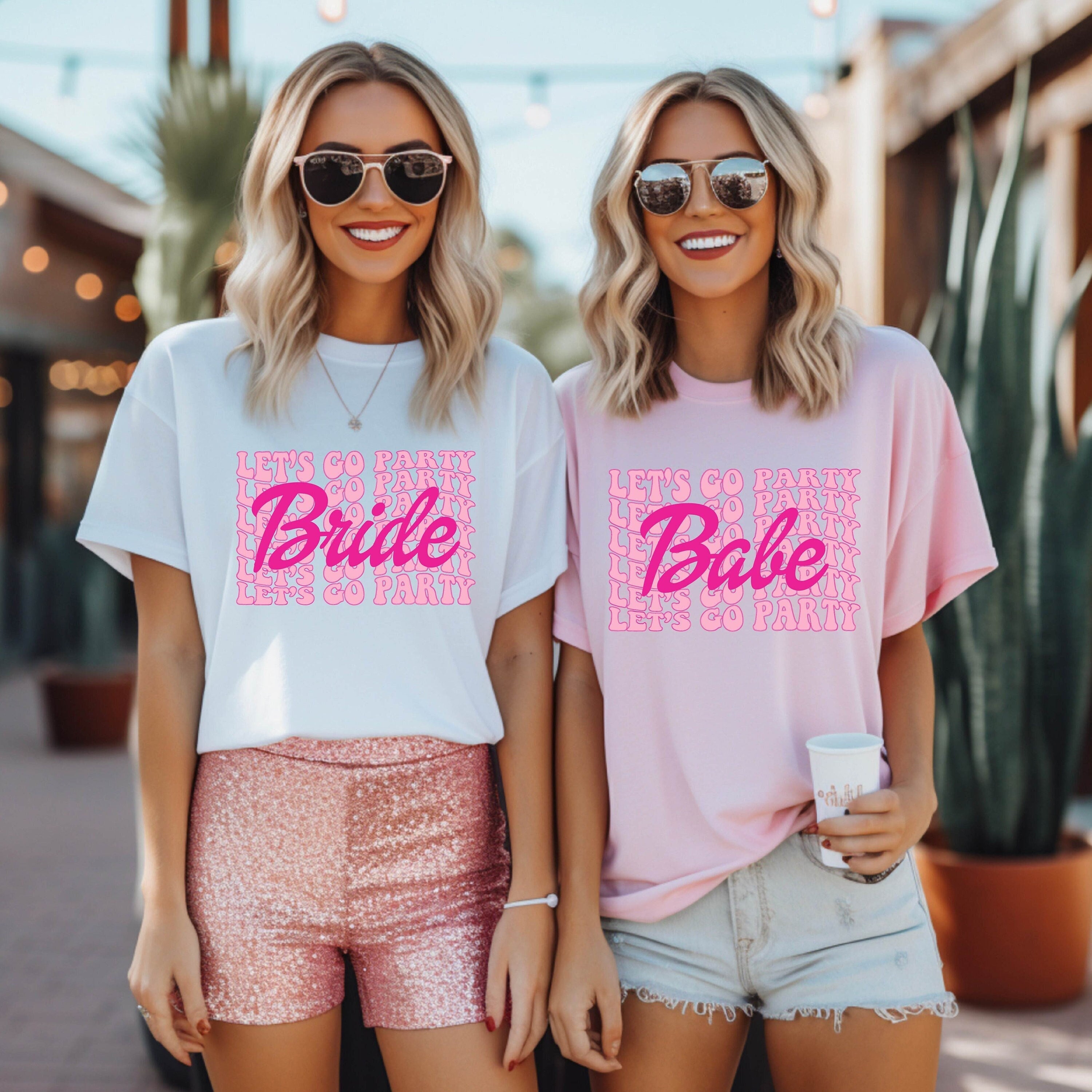Barbie Bachelorette T-Shirt | Pink, White Barbie Bride Matching Shirts