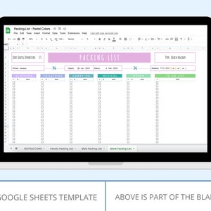 Editable Packing List in Google Sheets. Vacation List for Females ...