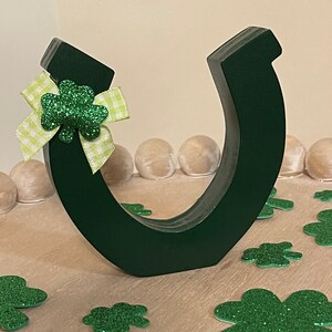 St Patricks day tiered tray decor, Wood horseshoe, tiered tray decor, farmhouse, shamrock, St Paddys day decor, 6 in stock, READY TO SHIP
