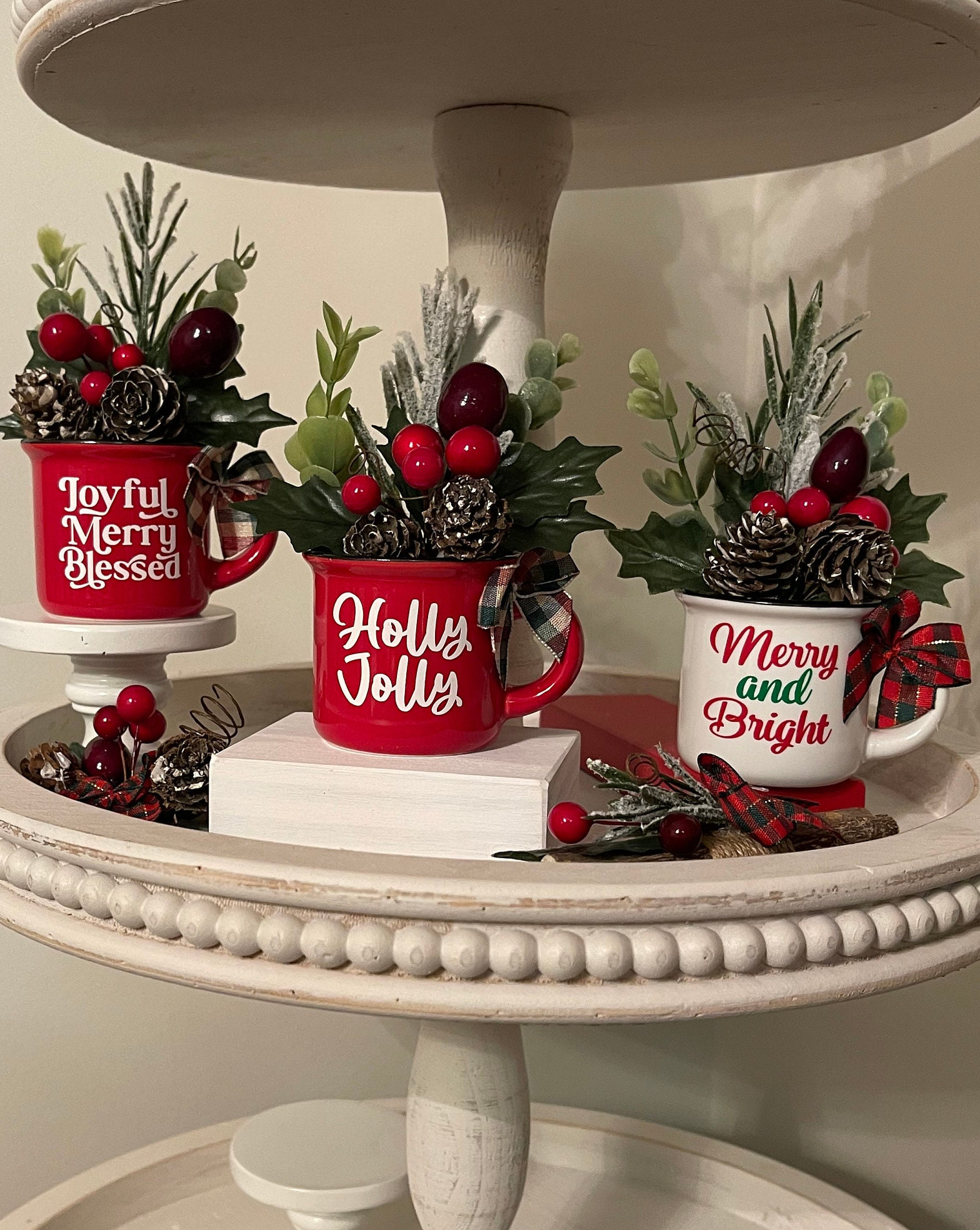 Mini Christmas Mug, Christmas Tiered Tray, Christmas Tiered Tray Decor, Tiered Tray Mini Mug