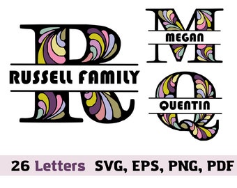 Split Monogram Letters SVG, Alphabet Cut Files (Digital Download)