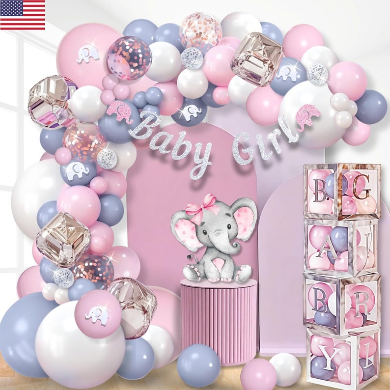 Baby Shower Decorations for Girl, Birthday Girl, Elephant Baby Shower