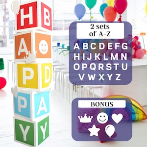 Colorful Birthday Decorations Rainbow Birthday Decorations Boxes for Party 52 PC Letters (2-Sets of A-Z) for Custom Name