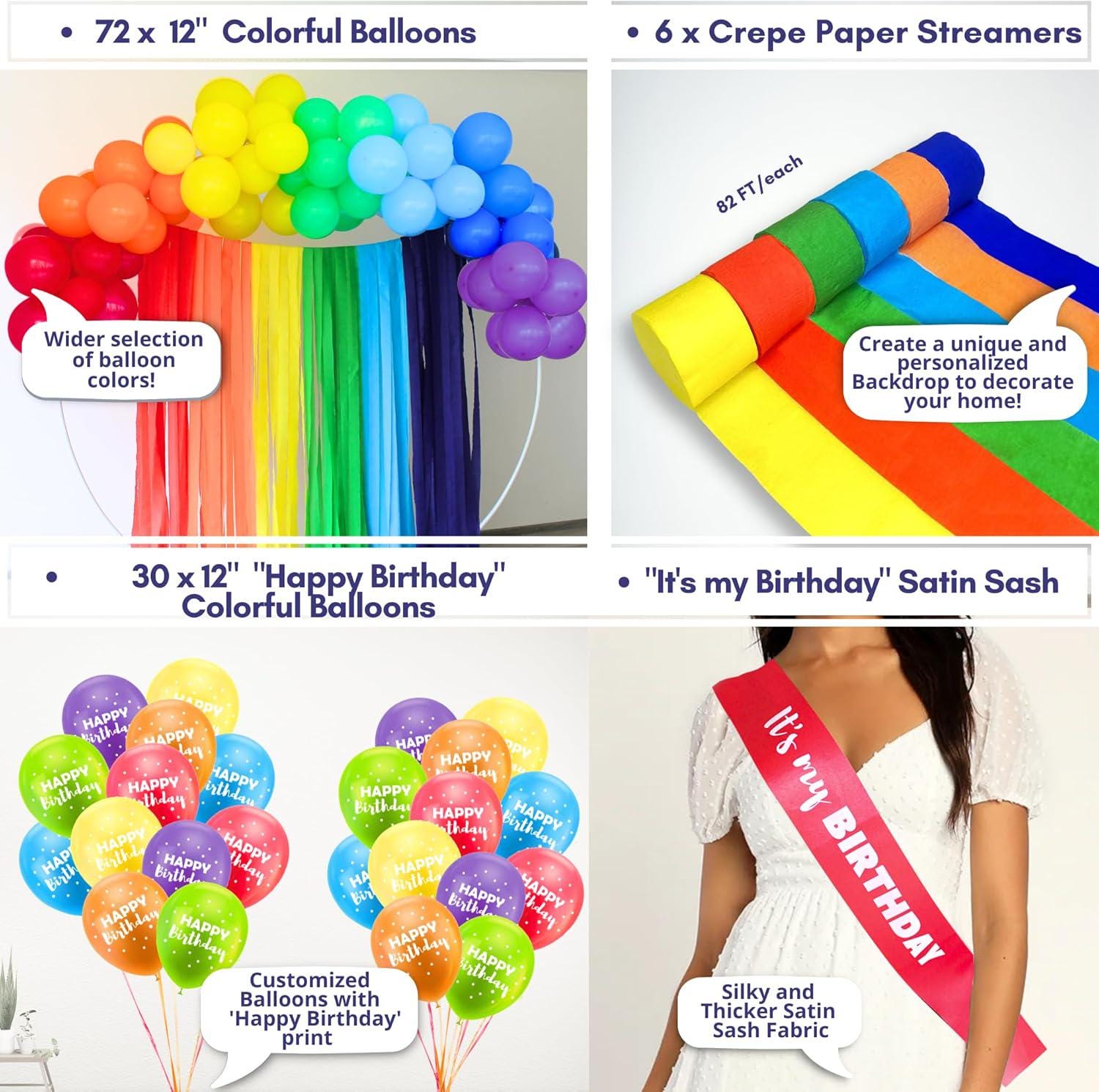 Décorations De 2e Anniversaire Pour Filles Et Garçons, Décoration De Fête D'anniversaire Arc-en-ciel, 134 Pièces, Kit De Guirlande D'arche De Ballons