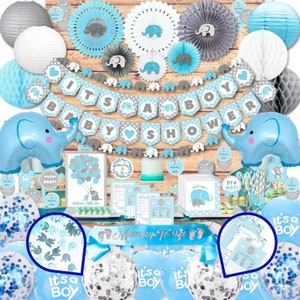 Elephant Baby Shower Decorations for Boy Set