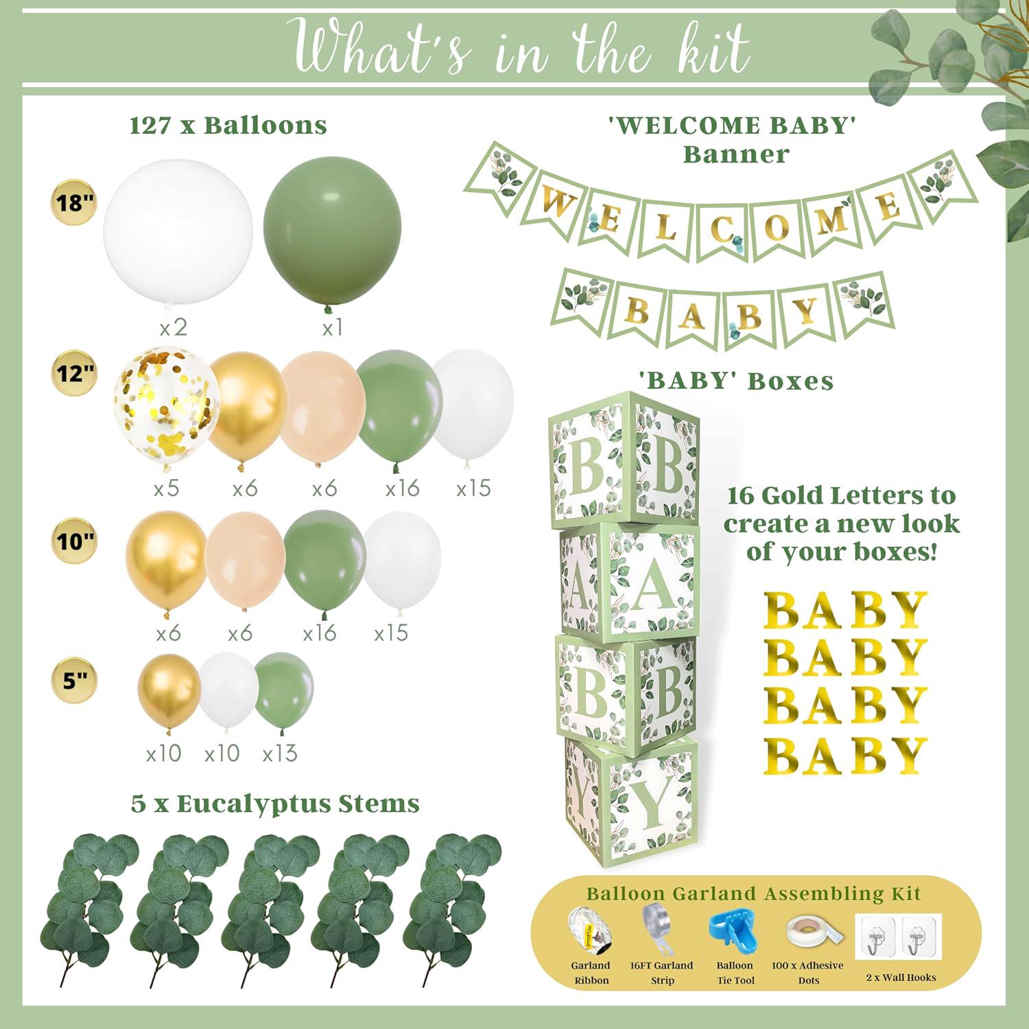 Boite Baby Shower Decoration Garcon, Vert Cube Baby Shower, 4 Pièces Boite Baby Shower Decoration Garcon, Vert Cube Baby Shower, 4 Pièces