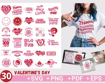 Retro Valentine SVG Bundle, Heart T-Shirt Designs (Digital Download)