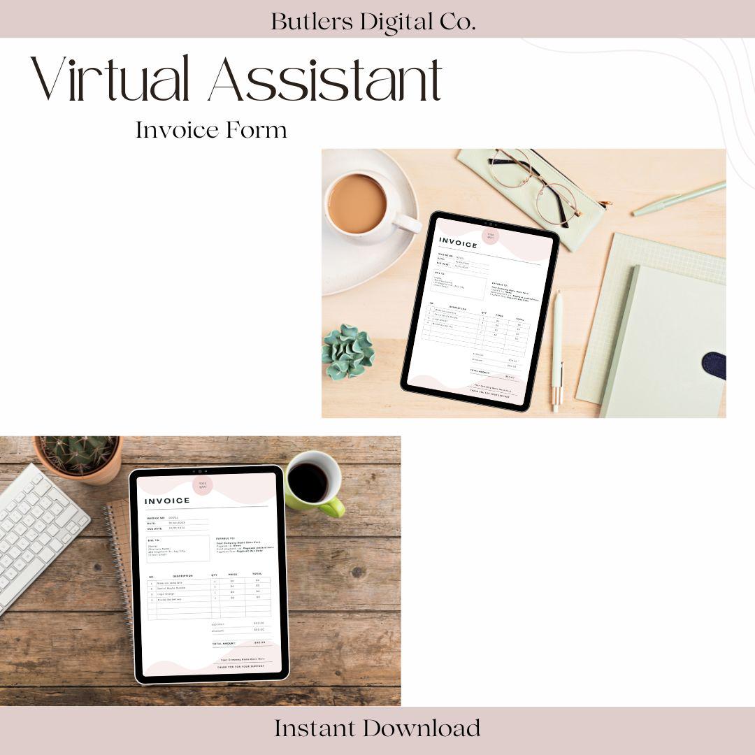 Virtual Assistant Invoice Template | Canva Editable VA Invoice Form ...