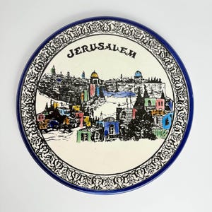 Mid Century Ceramic Jerusalem Israel Souvenir Decorative Plate.
