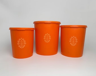 Vintage 1980’sTupperware Kitchen Harvest Set of 3 Canisters. Made in the USA