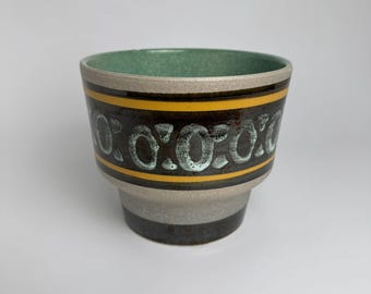 Vintage 1960’s Organic Geometric Patterned Ceramic Planter. Made In Belgium