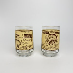 Vintage Pair of Fort Steele Historic Park British Columbia Canada Souvenir Glasses