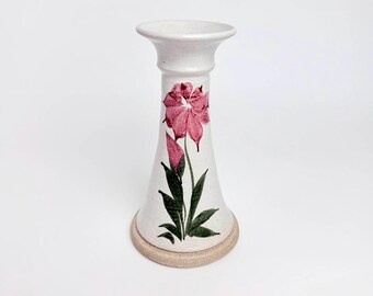 Vintage Studio Stoneware Ceramic Vase with a Wild Flower Motif
