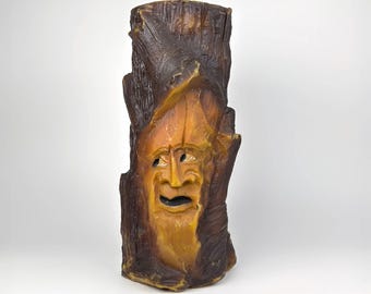 手彫りの木製サンタウィザードフォークアート、署名入りヴィンテージ