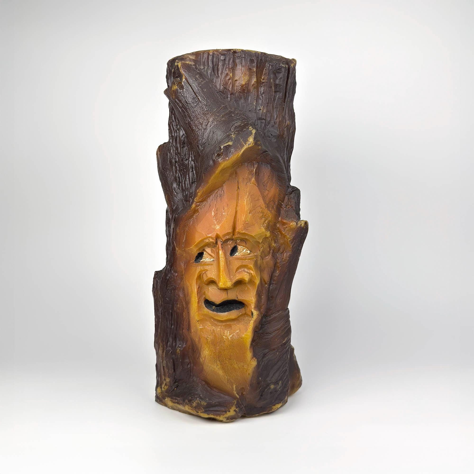 50's マーワル社 男像 アンティークUSA Antique オブジェ Mid-century Johann Gunter Carved Beeswax Candle, Man in Tree Stump