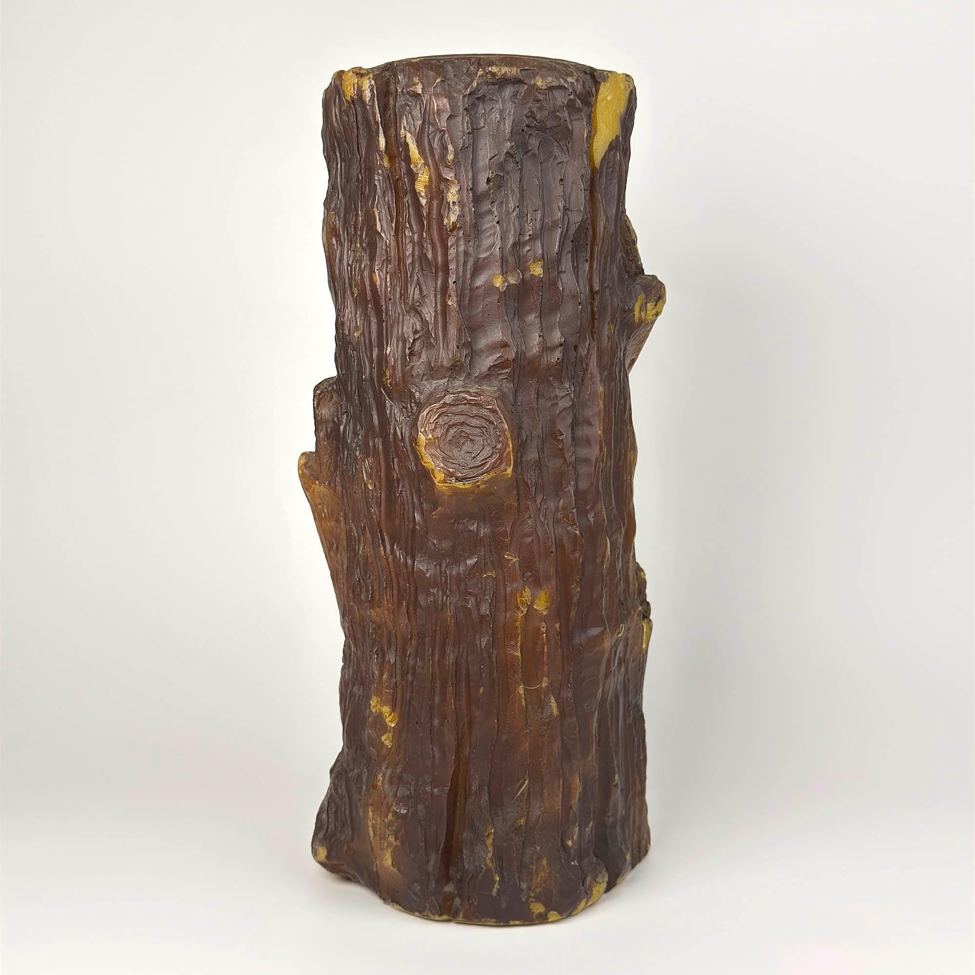 手彫りのwood object コンランショップ Mid-century Johann Gunter Carved Beeswax Candle, Man in Tree Stump