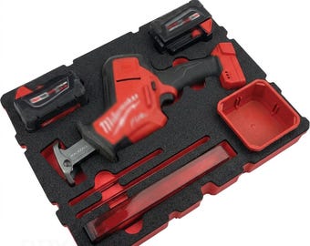 Milwaukee M18 Fuel Hackzall Packout Drawer Insert | Custom Foam Organizer for Saw, Batteries & Blades | Packout Tool Storage Insert