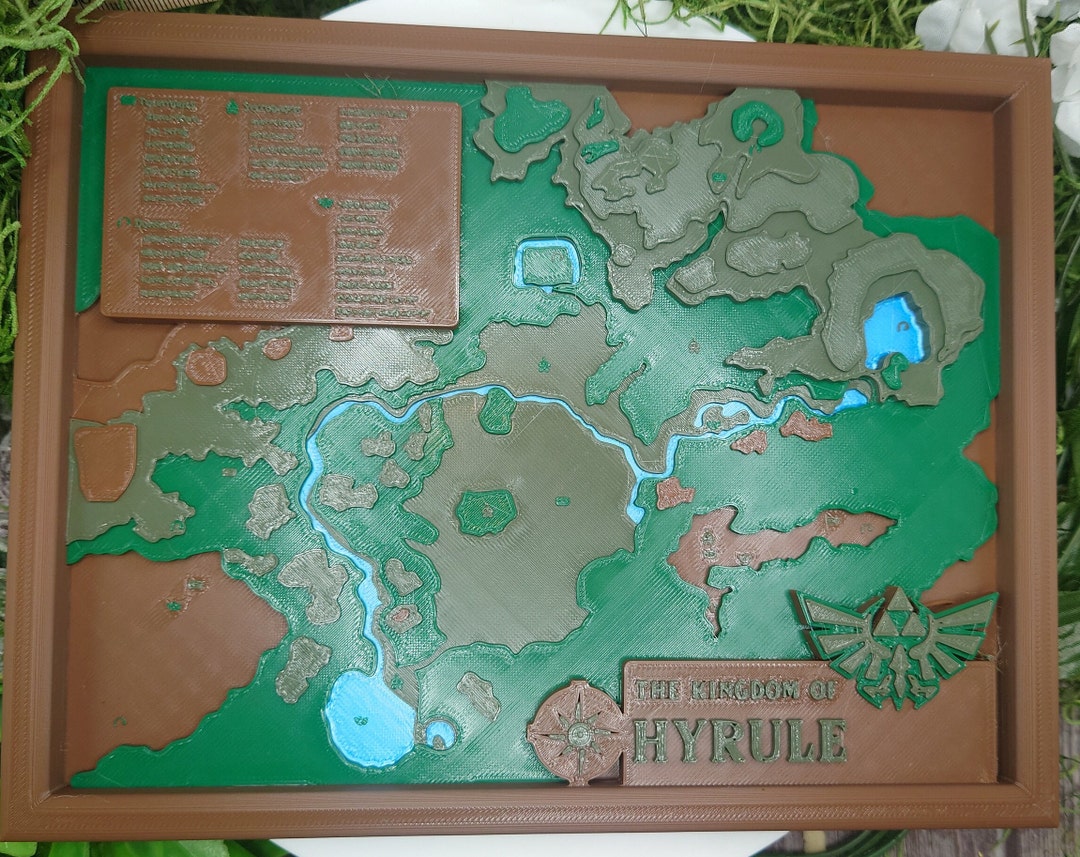 Map of Hyrule Fully Colored Custom Sizes With Landmarks and 3D Depth 