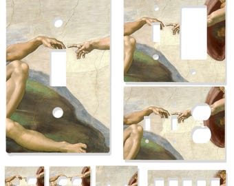 The Creation of Adam Light Switch Cover | Michelangelo Art Outlet Plate | Classical Renaissance Wall Decor | Multi-Gang Switch Plate