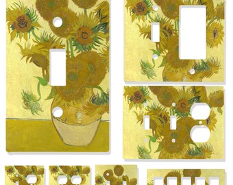 Sunflowers Light Switch Cover | Van Gogh Art Outlet Plate | Bright Floral Wall Decor | Multi-Gang Switch Plate