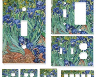 Irises Light Switch Cover | Van Gogh Art Outlet Plate | Floral Impressionist Wall Decor | Multi-Gang Switch Plate