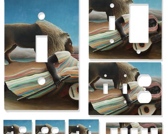 The Sleeping Gypsy Light Switch Cover | Henri Rousseau Art Outlet Plate | Surreal Wall Decor | Multi-Gang Switch Plate