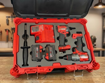 Milwaukee M18 Fuel Hammer Drill Organizer Insert | Fits Packout Tool Case 48-22-8450 | Foam Insert for Drill, Impact & Batteries