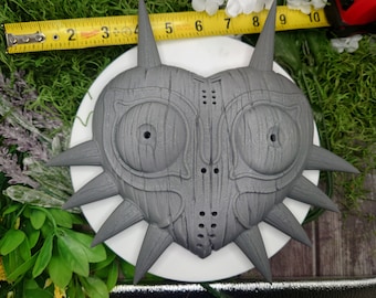 Majoras Mask 3D Printed | Unpainted | Realistic | Wood Grain Texture | With Wall Mount | Majora's