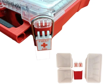 Custom Medical Organizer for Packout Compact – White Bin Cubbies with Red Dividers & First Aid Latches – Emergency Storage Insert