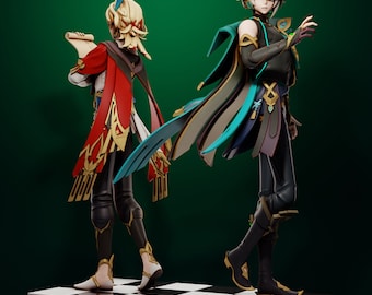Alhaitham & Kaveh Set | Genshin Impact Model Figure | Fully Colored or DIY Unpainted | Custom Sizes and Color