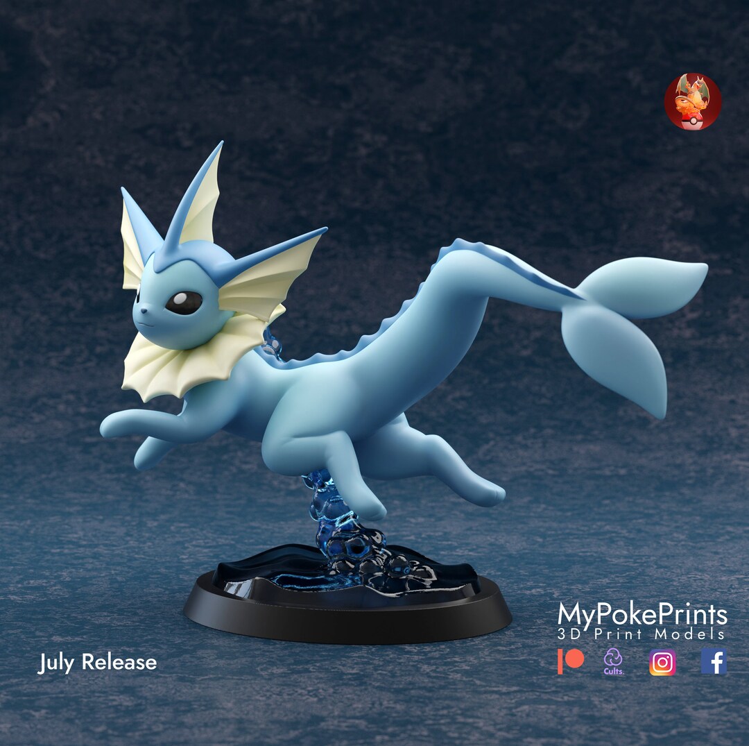 Vaporeon Model Figure Figurine Custom Sizes Multicolor Etsy