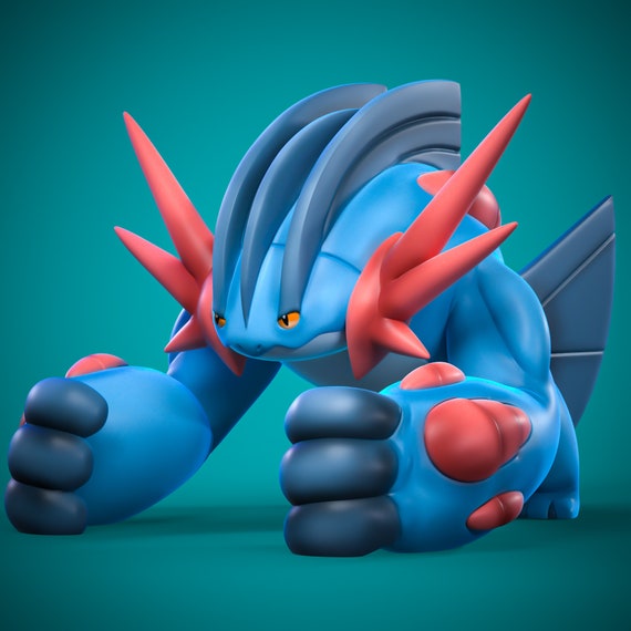 MEGA SWAMPERT Figurine Model Multiple Sizes Fully Colored or Uncolored Etsy
