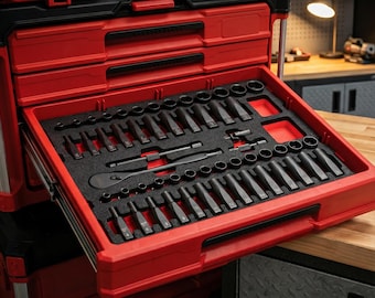 Milwaukee Packout 3/8" 56 Socket  Foam Organizer Insert for 4 Drawer & 3 Drawer Tool Box (48-22-8444 / 8447) – Custom Foam Tray